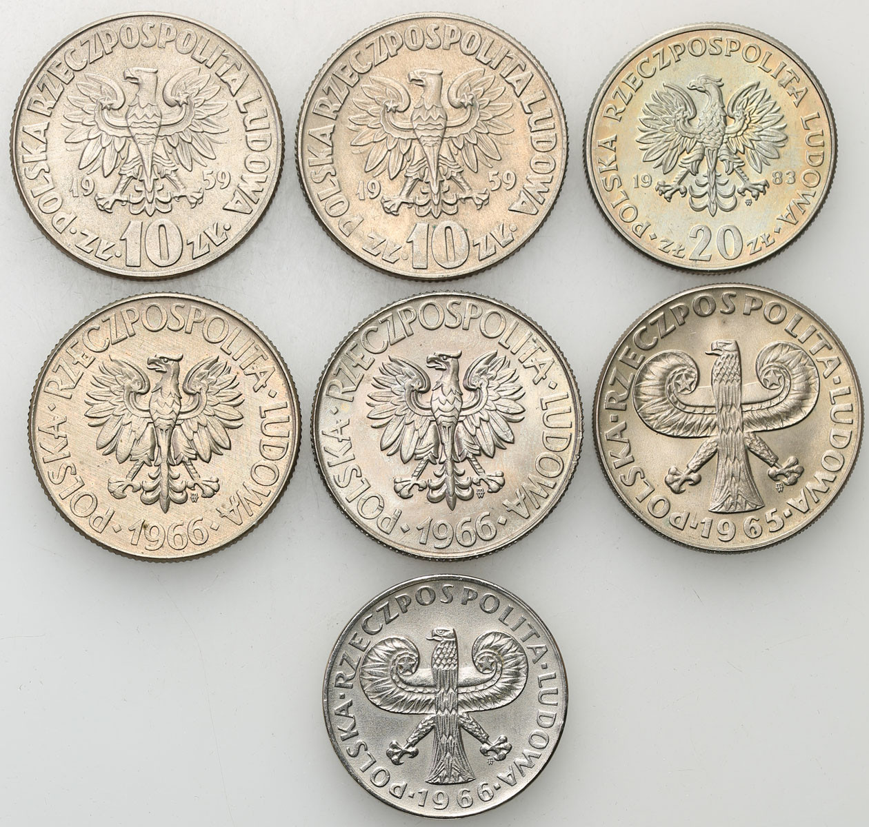PRL. 10 - 20 złotych 1959 - 1983, zestaw 7 monet